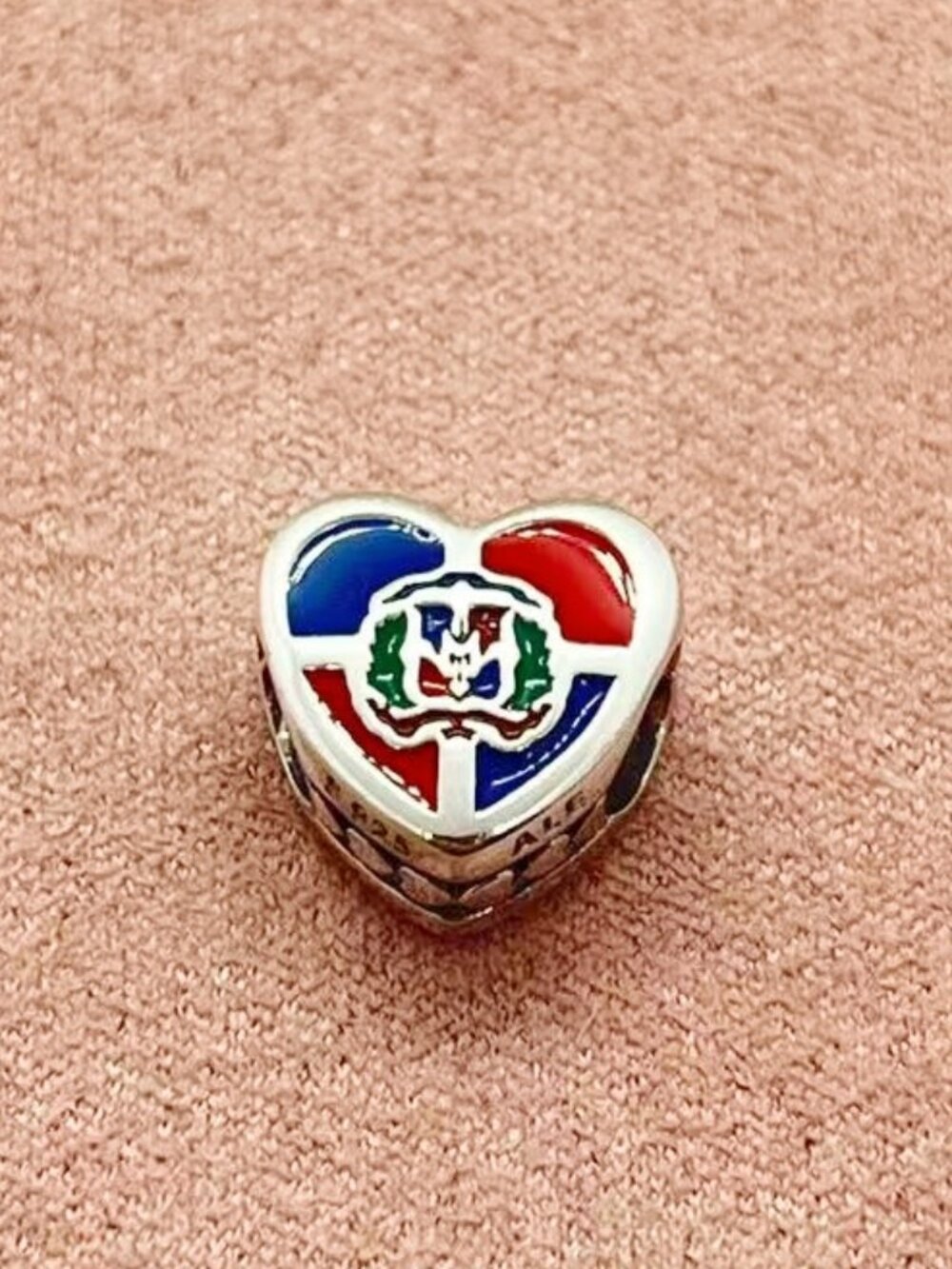 Pandora Dominican Republic heart Bead Charm Pendant